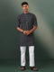 Vastramay Men's Black Color Printed Cotton Kurta and Pyjama Set